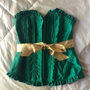Green silk corset